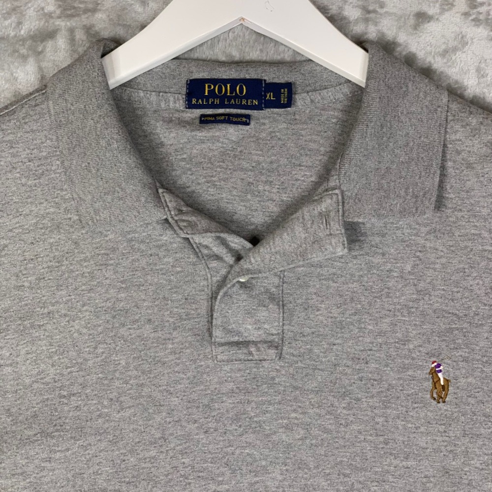 Polo Ralph Lauren Mens XL Grey Pima Soft Touch Cotton Short Sleeve Polo Shirt